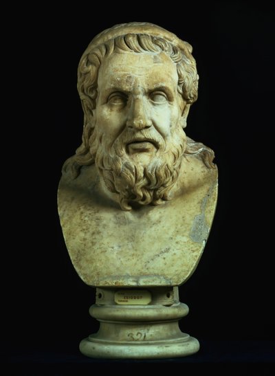 Busto retrato posiblemente de Hesíodo (siglo VIII a.C.) o Homero (siglo VIII a.C.), copia de un original griego del siglo V a.C. de Hippolyte Lalaise Devéria