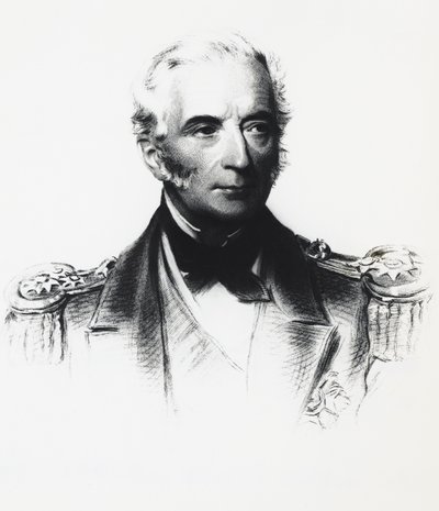Retrato de Edward Hobart Seymour (1840-1929), almirante de la flota aliada involucrada en enfrentamientos con los Bóxers en China, dibujo de Georg Carl Heinrich Dollmann