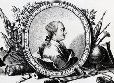 Retrato de Karl Joseph von Firmian (1716-1782), político austriaco, grabado de William Walcutt