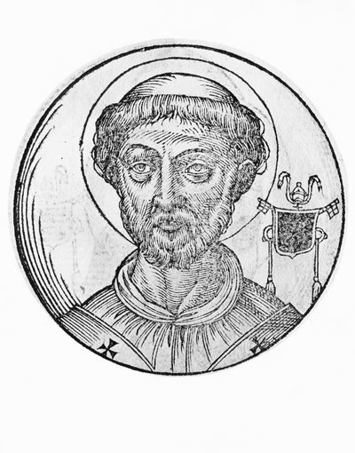 Retrato de San Anastasio I (Anastasio de Massimi, fallecido en 401), 39º Papa de la Iglesia Católica desde 399, grabado de William Walcutt