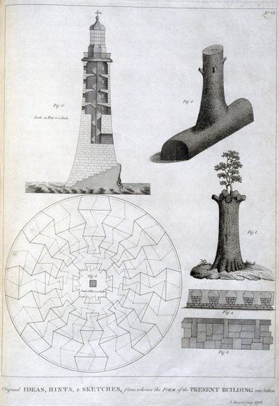 Bocetos preliminares del faro de Eddystone de Smeaton, c 1756 de Ferdinand Georg Waldmuller