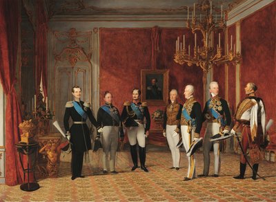 Recepción del Gran Duque Alejandro Nikoláyevich por el Príncipe Metternich en la Hofburg de Viena en 1839 de Фердинанд Георг Вальдмюллер