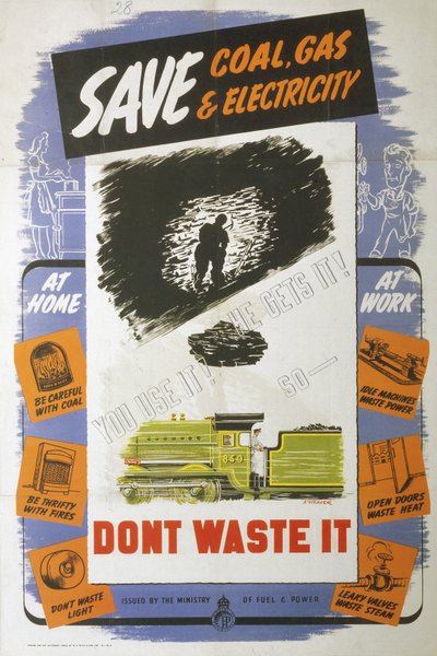 Ahorra carbón, gas y electricidad, cartel del Ministerio de Combustible y Energía de Ferdinand Georg Waldmuller