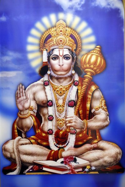 Templo hindú de Shiva. Hanuman, el dios mono en la mitología hindú. de . .
