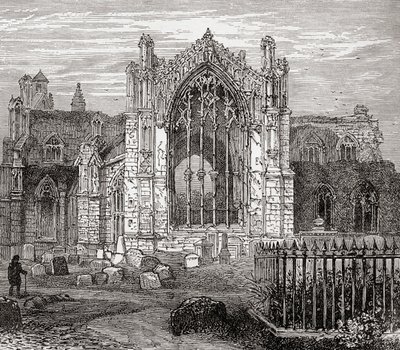 Abadía de Santa María, Melrose, Roxburghshire, Scottish Borders, Escocia de . .