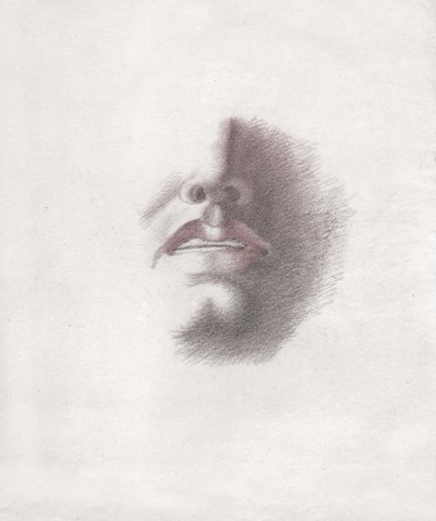 Estudio para la cara de un hombre: boca y nariz. circa 1830 de . .