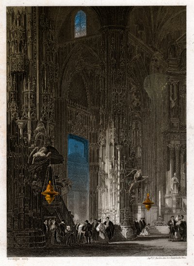 La Catedral del Salvador en Jerez de la Frontera. circa 1840 (grabado) de . .
