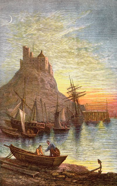 La Isla Santa de Lindisfarne mostrando el castillo. de . .