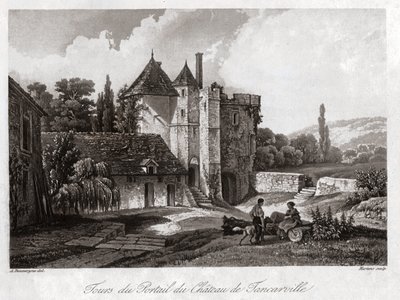 El castillo de Tancarville. circa 1840 (grabado) de . .