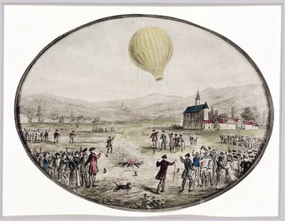 El primer ascenso público en globo, 5 de junio de 1783 de Frederick (attr. to) Barnard