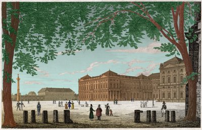 La residencia de Wurzburgo, castillo de los Príncipes Obispos en Baviera. ca. 1850 (grabado) de . .