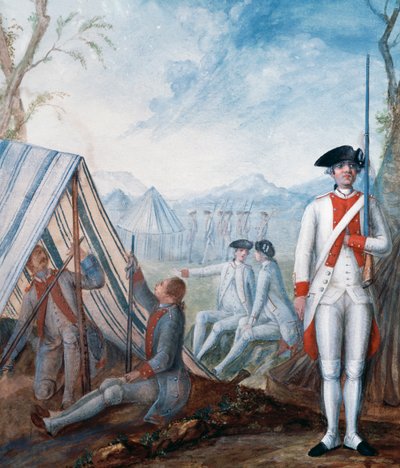 Uniformes de la Infantería Francesa durante la Guerra de Independencia de los Estados Unidos, gouache de Nicolas Hoffmann, EE.UU. de William Walcutt