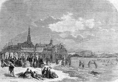 Vista de bañistas en la playa de Saint Malo de . .