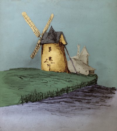 Molino de viento en Normandía, Francia. circa 1830 de . .