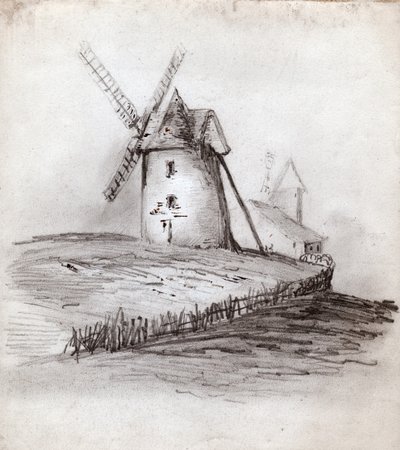 Molino de viento en Normandía, Francia, circa 1830 de . .