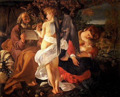 Descanso en la Huida a Egipto de Michelangelo Merisi da  Caravaggio