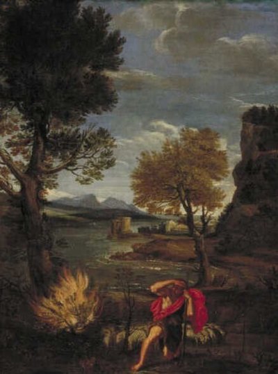 Paisaje con Moisés y la zarza ardiente de Domenichino