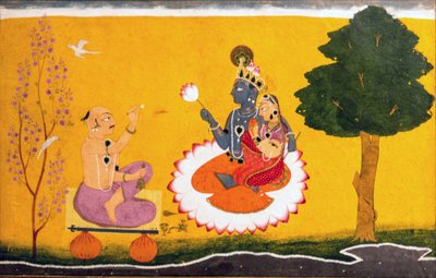 Jayadeva adorando a Radha y Krishna de Manak