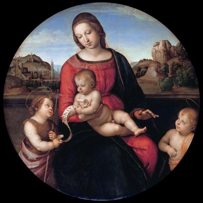 María con el niño, Juan el Bautista y un niño santo (Madonna Terranuova) de Raphael