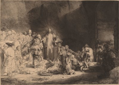 Cristo Predicando (La Estampa de los Cien Florines) de Rembrandt van Rijn