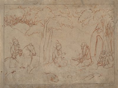 Rama y Lakshmana visitan la ermita de un asceta de a first generation master after Nainsukh