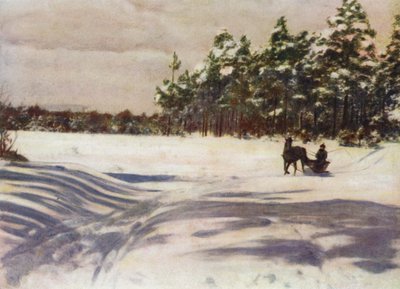 Una escena de invierno en Letonia de after A. Langfier