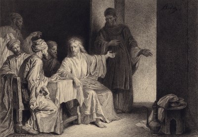 Cristo sana al hombre con hidropesía de after Albert Robida