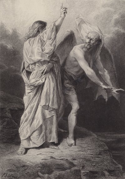 Cristo tentado por el diablo de after Albert Robida