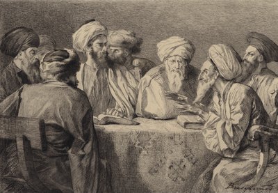 Consejo de los fariseos y herodianos de after Albert Robida