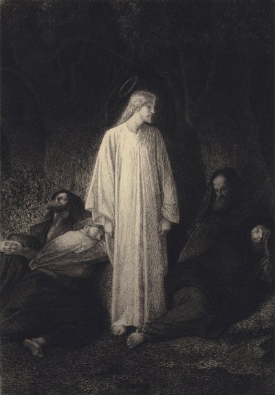 Jesús y los discípulos dormidos de after Albert Robida