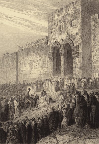 Jesús entrando en Jerusalén de after Albert Robida