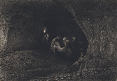 Jesús puesto en el sepulcro de after Albert Robida