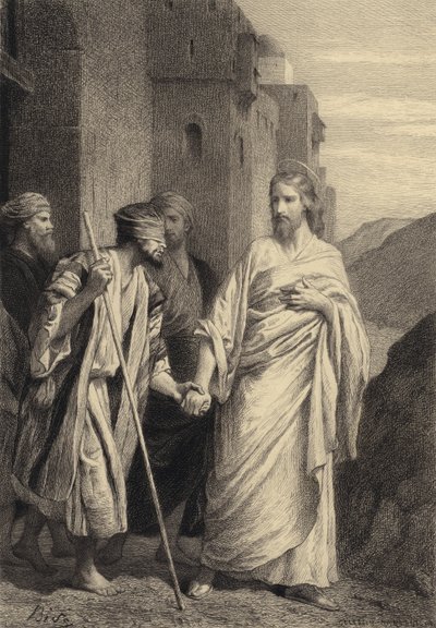 Jesús guía al ciego de after Albert Robida