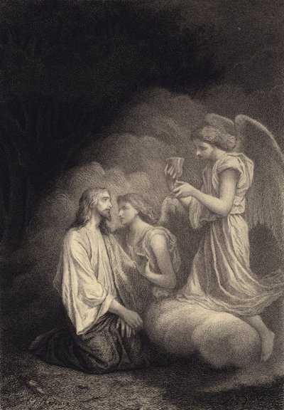 Jesús en el Monte de los Olivos de after Albert Robida