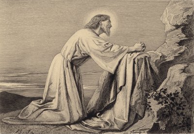 Jesús orando de after Albert Robida
