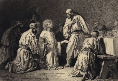 Jesús orando en medio de sus discípulos de after Albert Robida