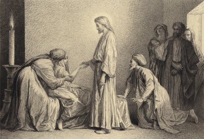 Jesús resucita a un niño de after Albert Robida