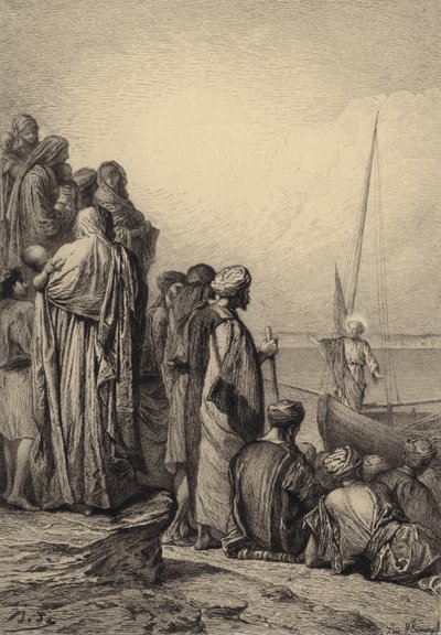 Jesús enseña en un barco de after Albert Robida