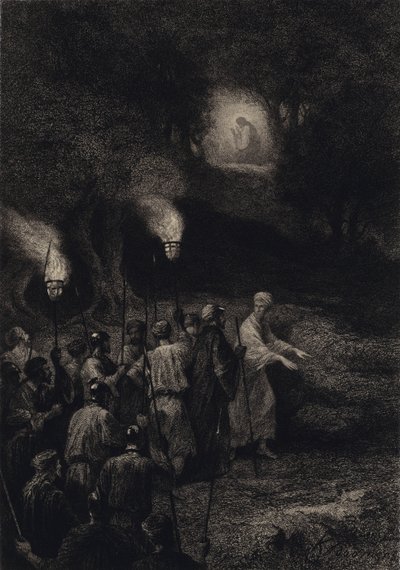 Judas traicionando a Jesús de after Albert Robida