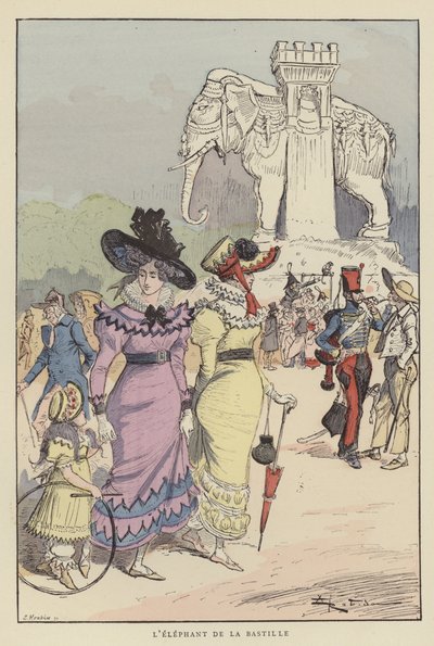 El elefante de la Bastilla de after Albert Robida