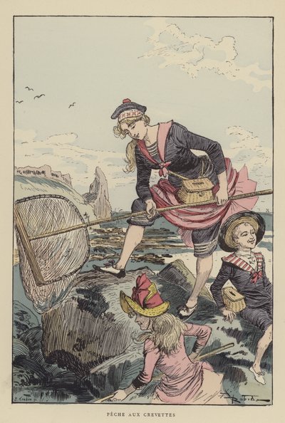 Pesca de camarones de after Albert Robida