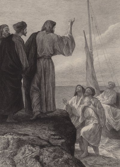 La llamada de Santiago y Juan de after Albert Robida
