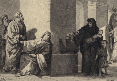 La ofrenda de la viuda de after Albert Robida