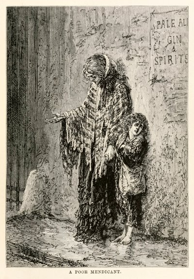 Un pobre mendigo, de La vuelta al mundo en ochenta días de Julio Verne de after Alphonse Marie de Neuville