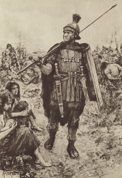 Un legionario custodiando cautivos en el campo de after Amedee Forestier