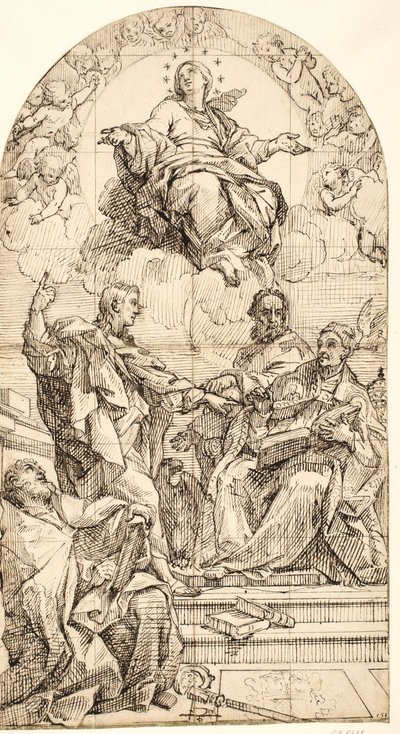 La Inmaculada Concepción con San Juan Evangelista, San Gregorio Magno, San Juan Crisóstomo y San Agustín de after Carlo Maratti