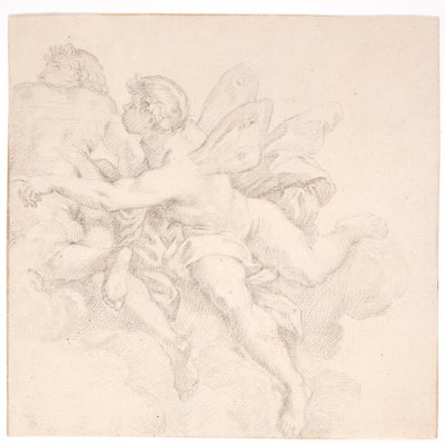 Dos figuras en las nubes, una de ellas posiblemente una alegoría del viento de after Carlo Maratti