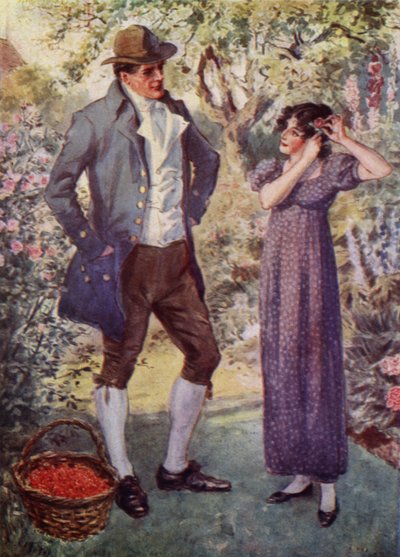 Adam Bede le da una rosa a Hetty de after Charles Edmund Brock