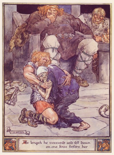 Finalmente se tambaleó y cayó de rodillas ante ella de after Charles Edmund Brock
