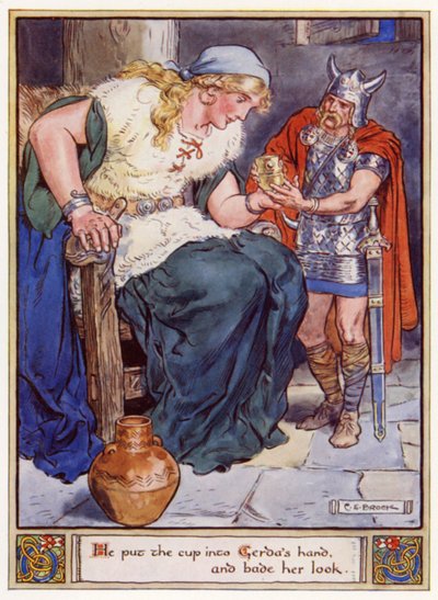 Puso la copa en la mano de Gerda y le pidió que mirara de after Charles Edmund Brock